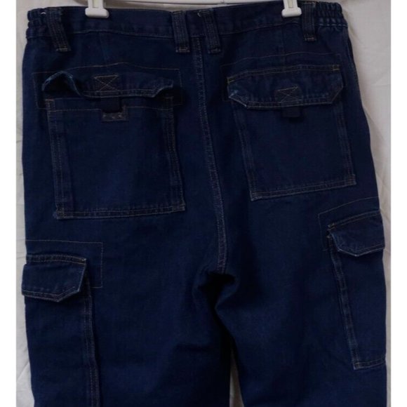 Boulder Creek Trading Company 34-38 Dark Wash High Rise Cargo Jeans 30" Inseam - Picture 7 of 15